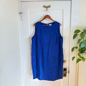 Chico's‎ Linen Blend Blue Sleeveless Dress With Pockets Lagenlook Resort 14